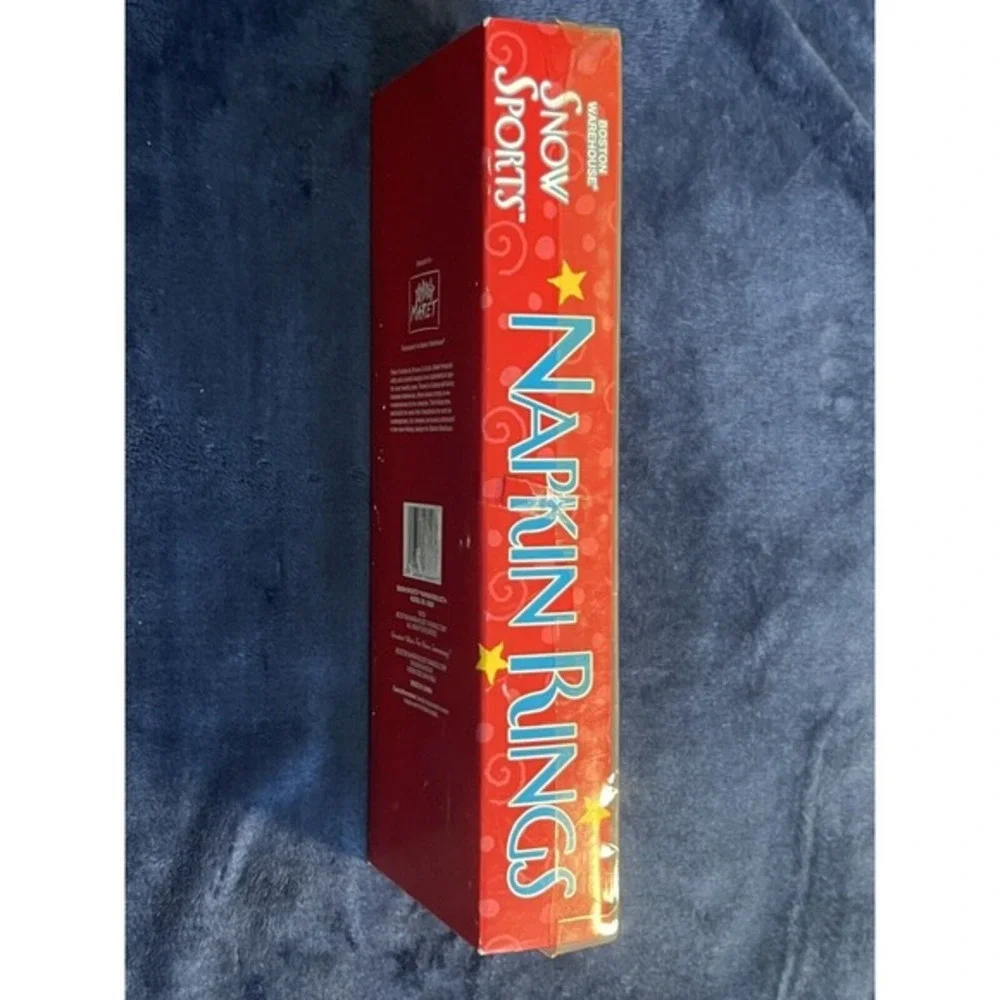 Vintage Boston Warehouse Snowman Napkin Rings Set of 4 Christmas Snow Sports Box